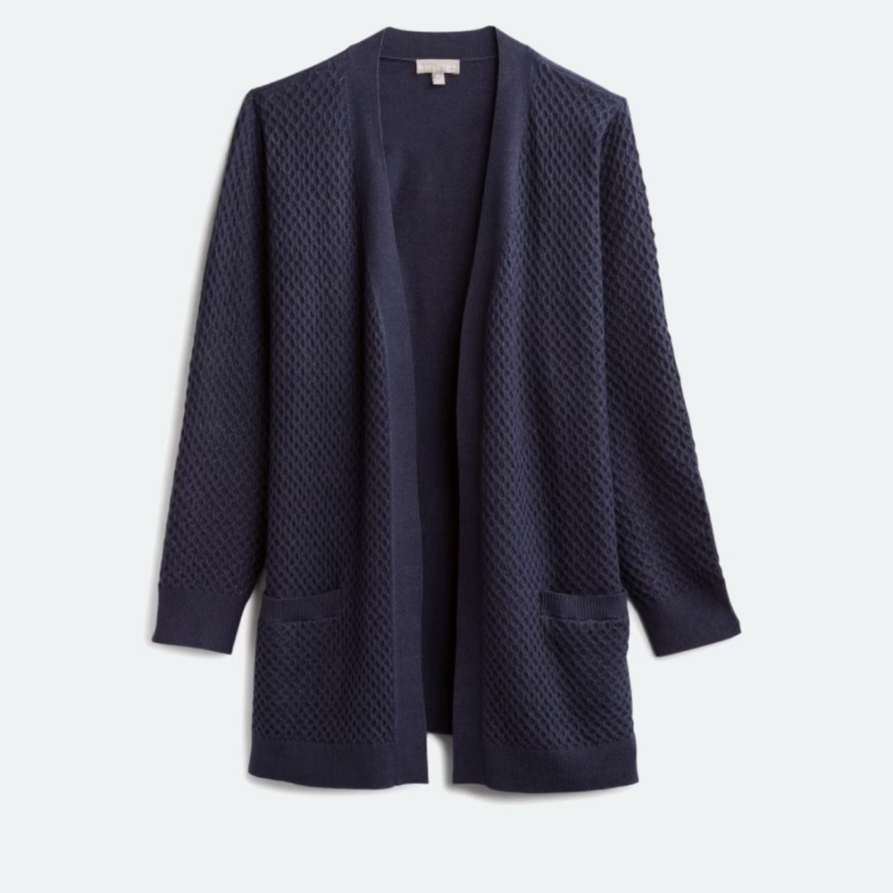 Women's Navy Open-Front Sweater